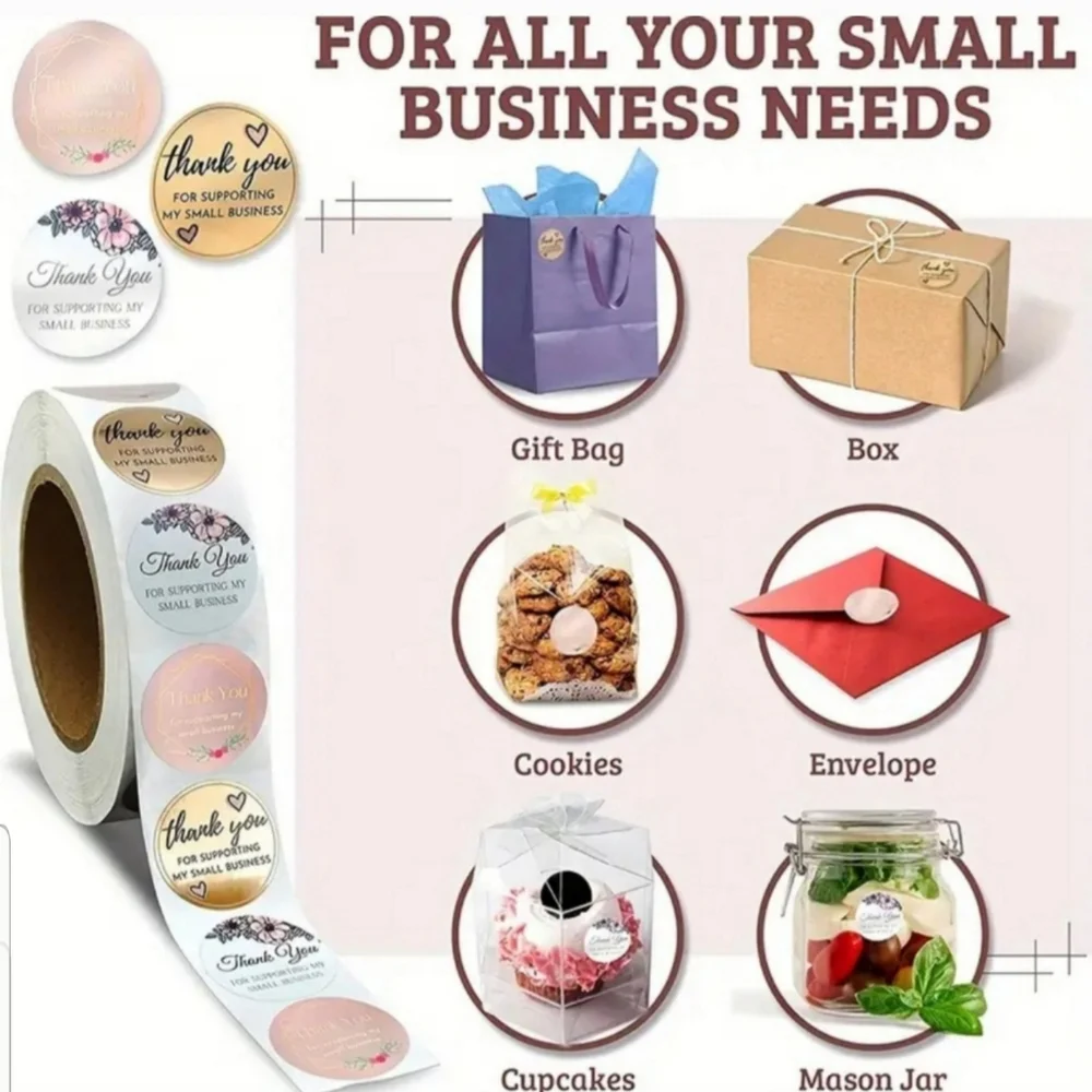 Bundled 50 Cards & 500 Thank You for Supporting My Business Stickers
